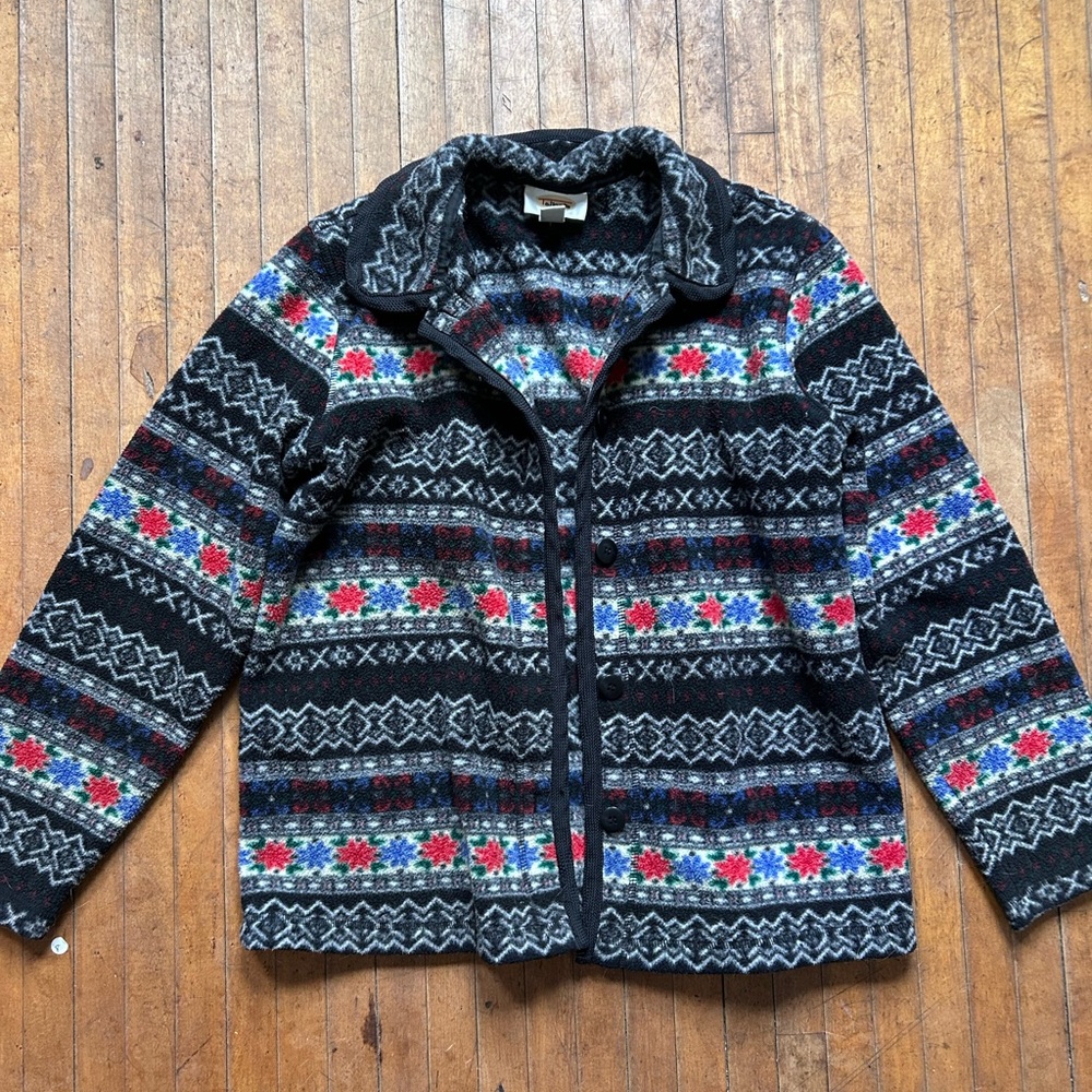 Vintage Nordic Fleece Button Up Talbots Size Small